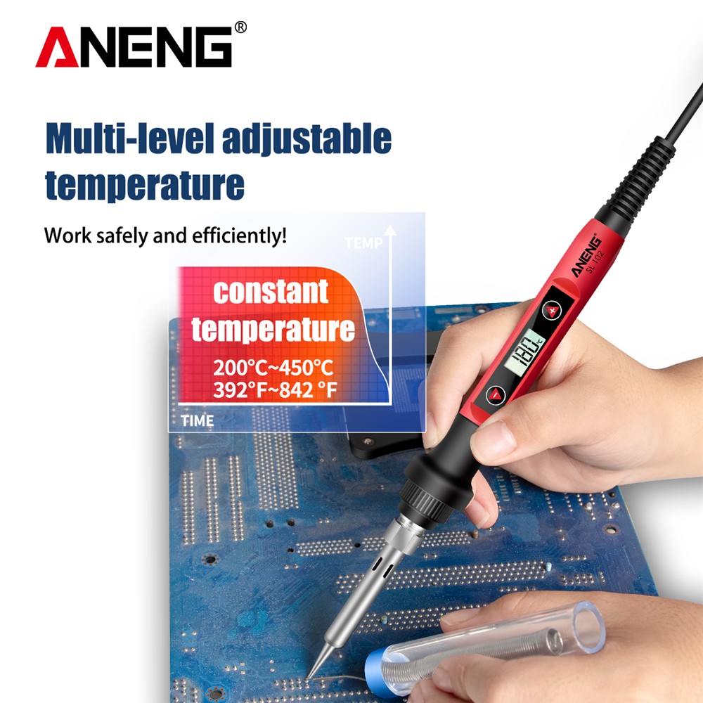 ANENG SL102 Electric Soldering Iron US/EU Plug Adjustable Temperature 220V Digital Display Portable Electric Soldering Tool