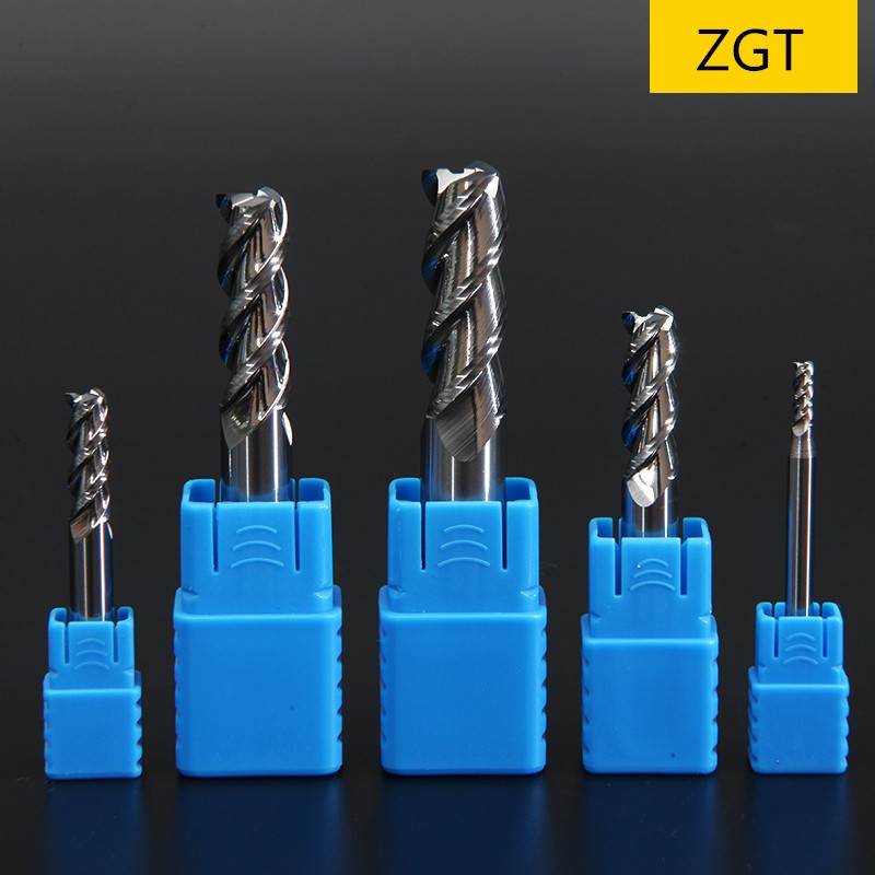 ZGT Aluminum Copper Wood Cutter Endmills HRC50 3 Flute Cnc Fresa Tools Tungsten Steel Milling Cutter End Mill 4mm 6mm 8mm 10mm