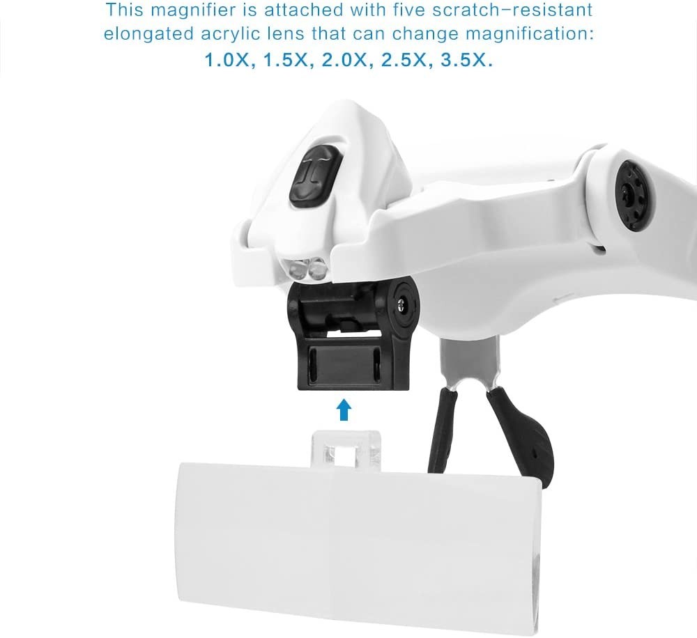 LED Magnifying Glass with Light , LED Magnifying Glass with 5 Adjustable Lenses 1.0x 1.5X 2.0X 2.5X 3.5X