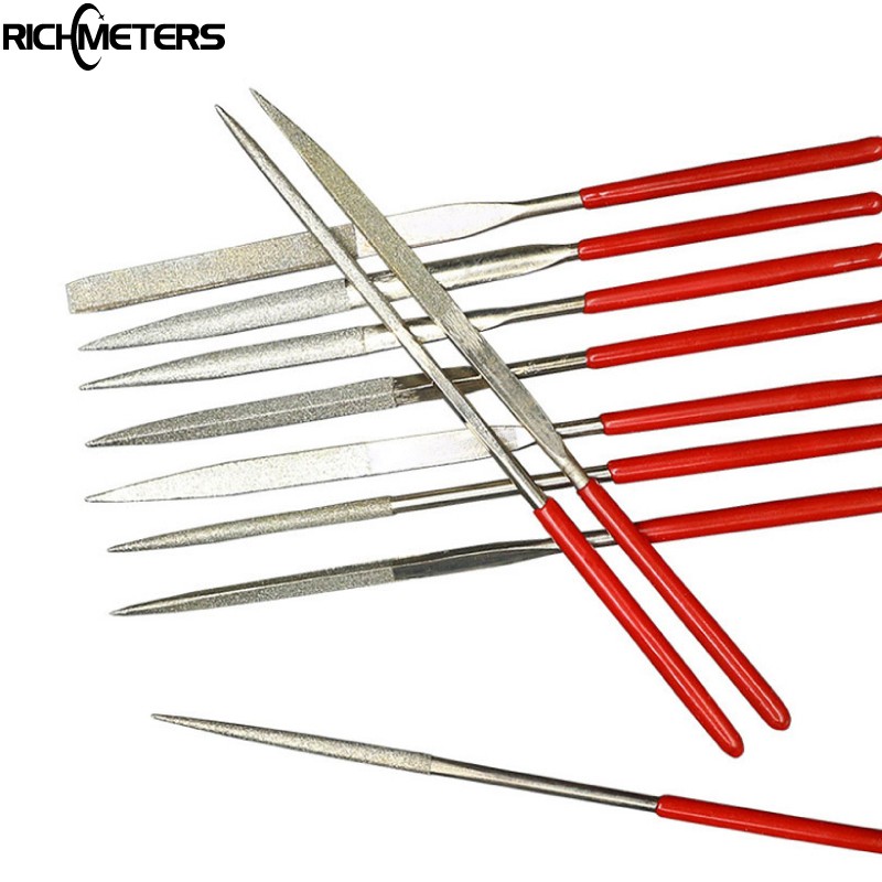 10pcs Diamond Mini Needle File Set 3*140mm Hand Tools for Ceramic Glass Gem Stone Hobbies and Crafts Wood and Metal File