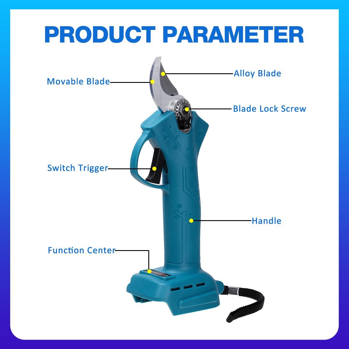 18V 4 Gear Cordless Pruner Shear Efficient Fruit Tree Bonsai Pruning Electric Tree Branches Cutter Compatible Makita Battery