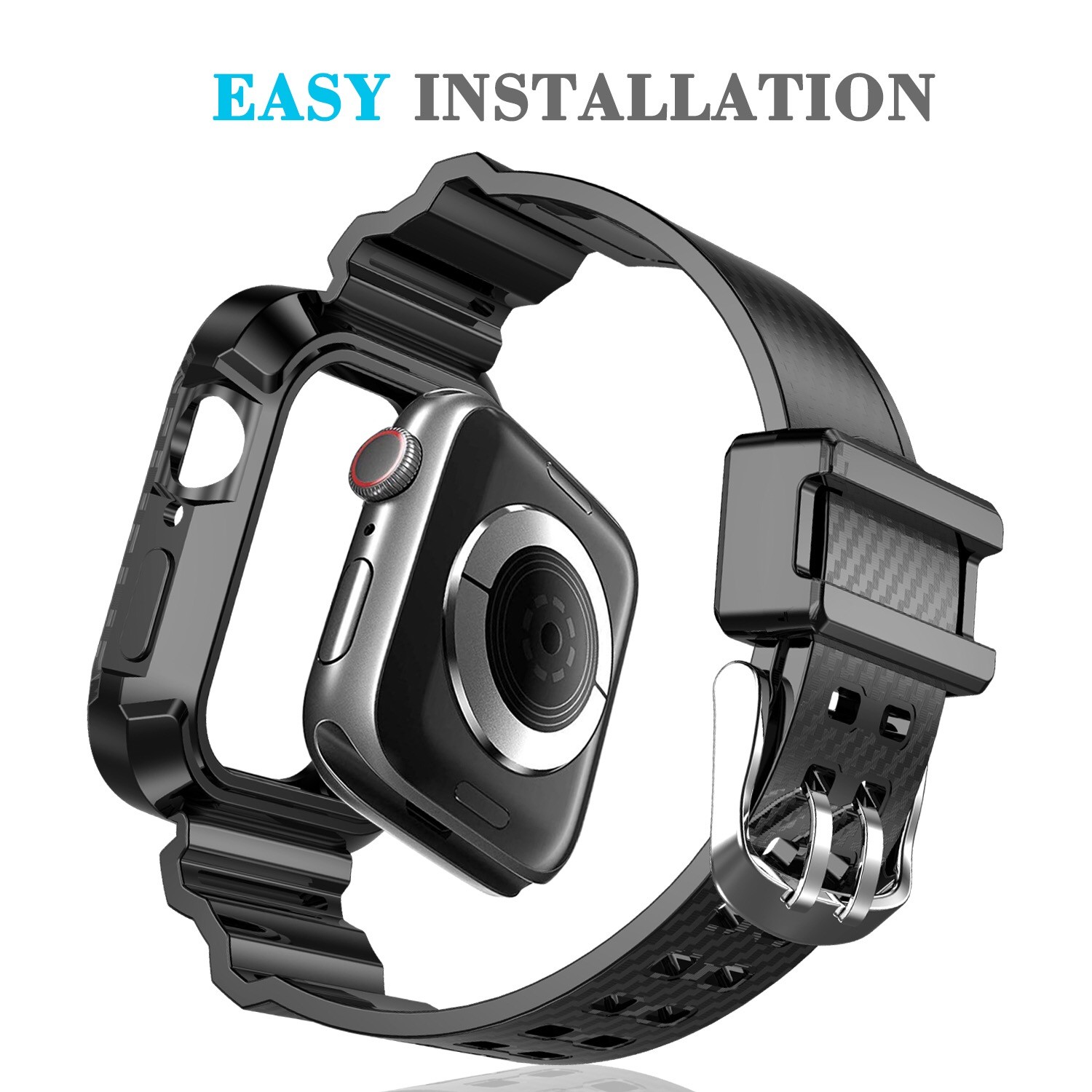 For Apple Watch Band 44mm Watchband Carbon Fiber Watch Strap Loop Ring Casual Watch Correa Strap Wristband for Iwatch