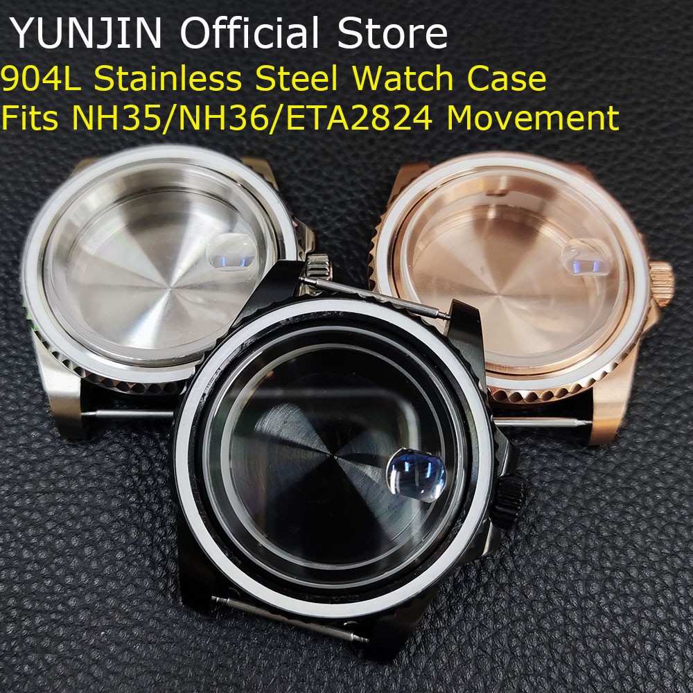 40mm NH35 NH36 Case Sapphire Glass 904L Stainless Steel Watch Bezel Adjustment Fits NH35/NH36/ETA2824 Movement