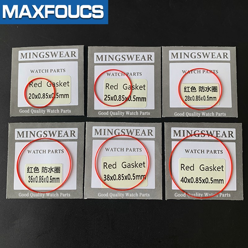 Red watch gasket 0.85mm thick, total 49pcs, diameter 16-40mm, 0.5mm, free shipping