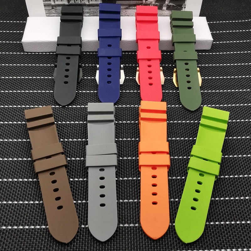 24mm 26mm Waterproof Silicone Rubber Watchband Replacement for Panerai Strap for Panerai Submersible Radiomir Sport Rubber Strap