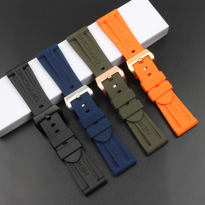 26mm Black Blue Orange Green Silicone Rubber Watchband Replacement for Panerai Strap Pin Buckle Waterproof Watch Accessories