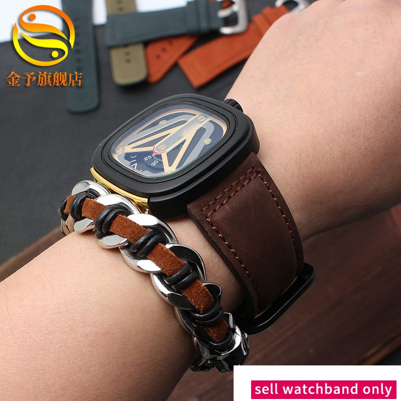 Genuine Leather Watch Band Men For Seven Friday M2/02 P1B/01 P2B/02 First Layer Cowhide Leather Bracelet Female 28mm Watch Strap