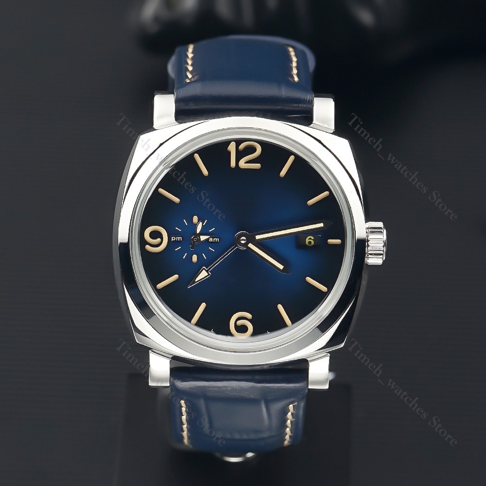 2022 BRAND NEW Pre-owned GMT Steel 41mm Blue Alligator Leather Strap Automatic Watch Men's Mechanical Reloj Hombre