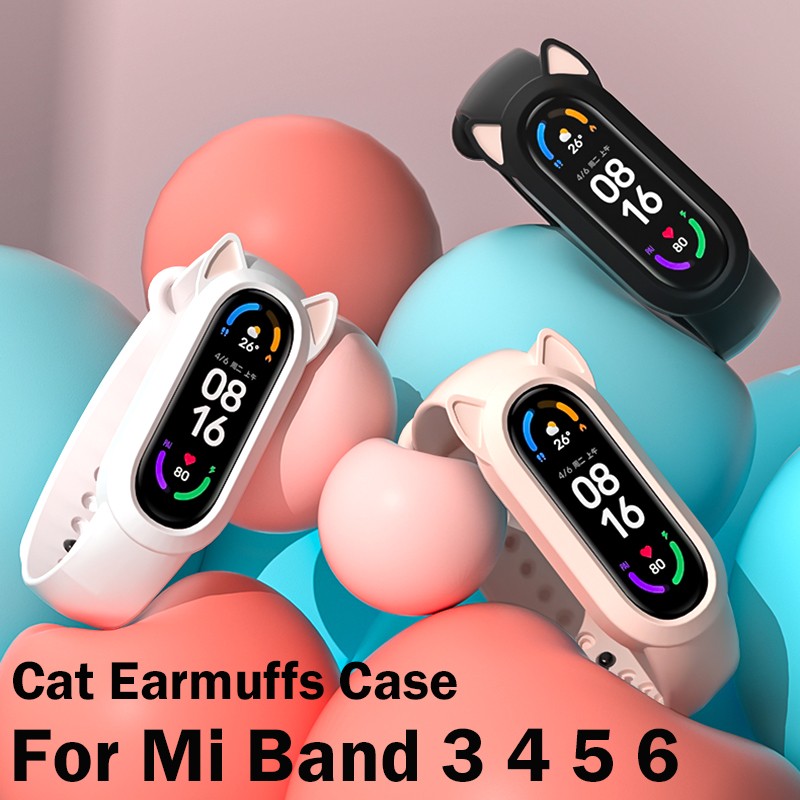 القط الأذن حزام ل شاومي MiBand 3 4 5 6 المعصم حزام بولي TPU استبدال ل شاومي الفرقة 4 5 سيليكون معصمه سوار Mi الفرقة 6 5