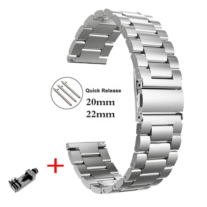 18 20 22mm Watch Band for gear S3 S2 Loop Stainless Steel Bracelet for Galaxy Watch 4 46 42 for Amazfit Bip Huawei GT Strap