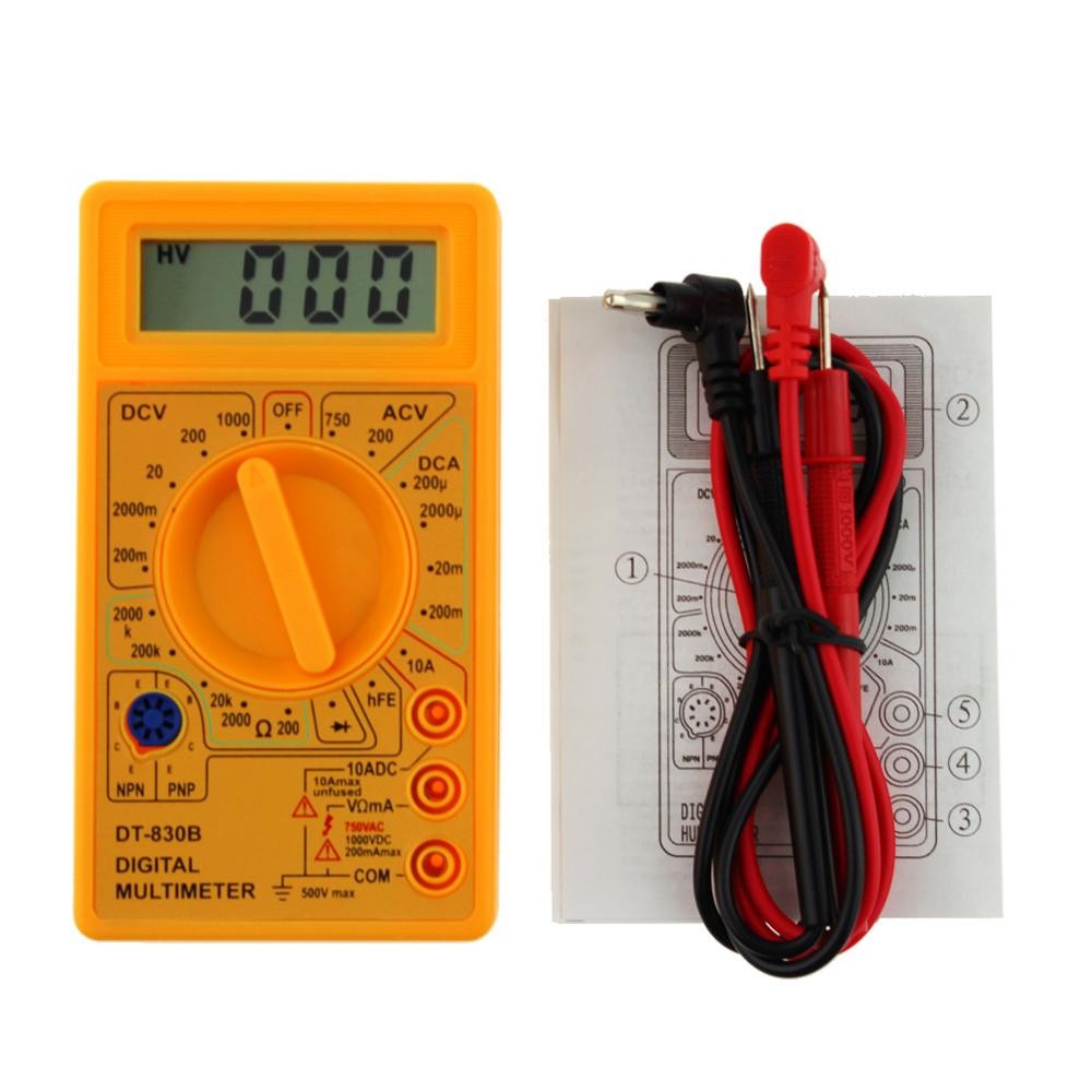 DT830 الرقمية المتعدد الفولتميتر مقياس التيار الكهربائي Ohmmeter DC10V ~ 1000 فولت 10A التيار المتناوب 750 فولت فاحص/ مختبر التيار الكهربائي اختبار شاشة الكريستال السائل