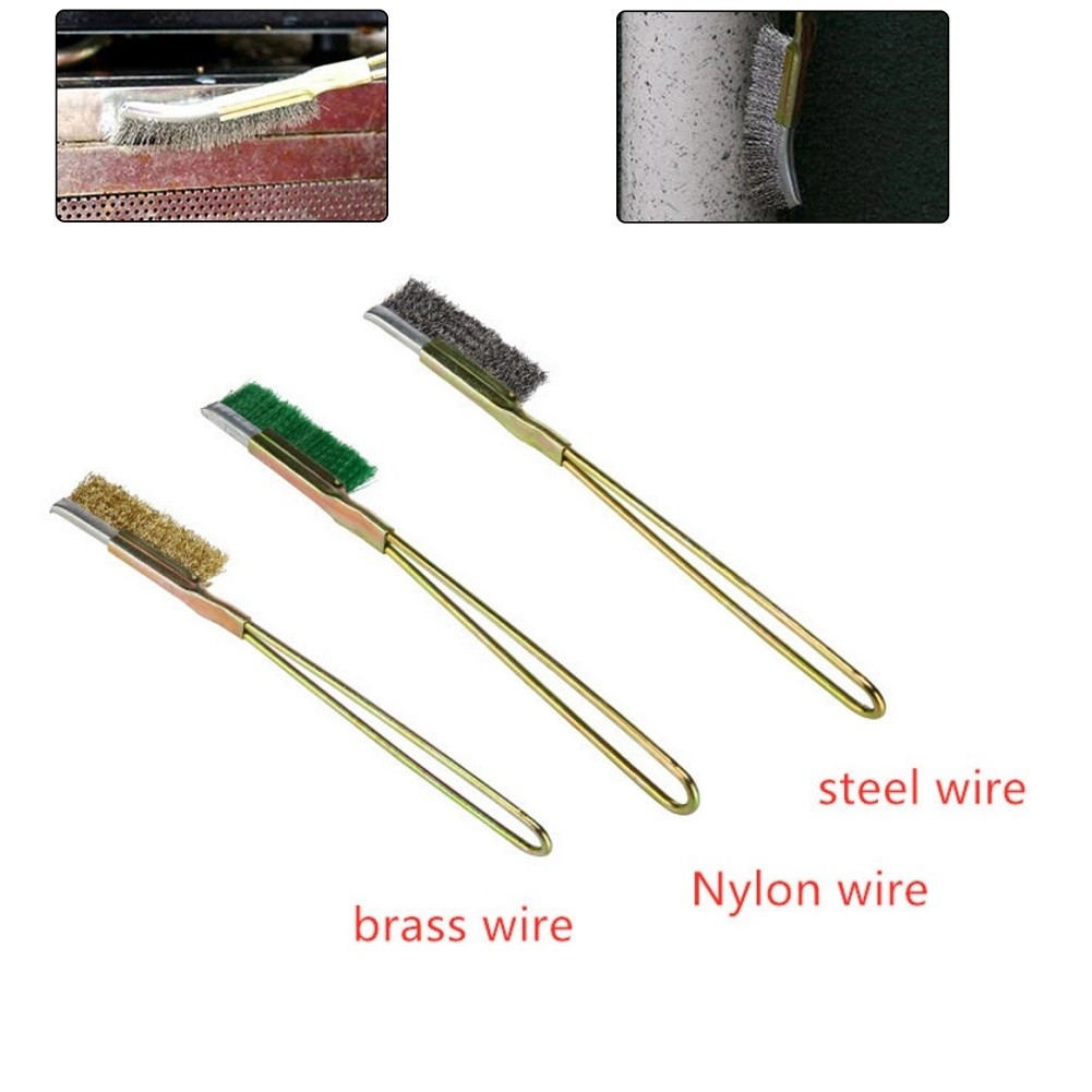 1pc Hard Copper Wire Nylon Brush Small Micro Brushes Rust Remover Paint Removal Metal Cleaning Polishing Burp Brush