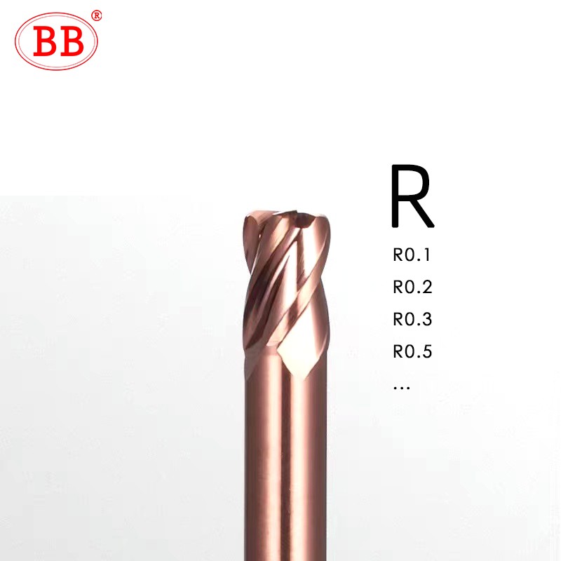 BB Micro Corner Radial End Mill with Long Neck 1mm 1.5mm 2mm R0.1 R0.5 Mini Carbide CNC Cutting Tool