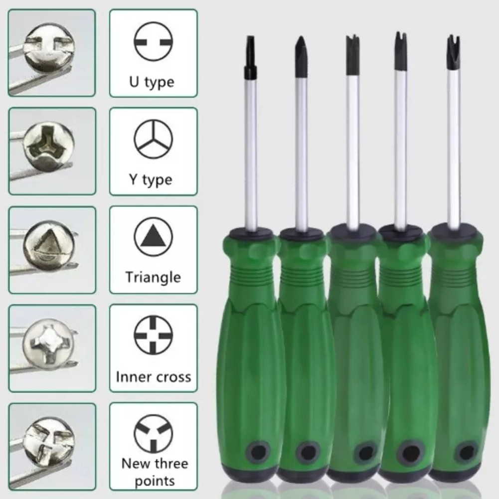 5pcs Triangle Screwdriver Set U Y Shape Inner Cross Socket Screw Driver for Home Appliances Hand Tool