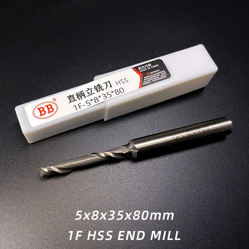 BB 1 Single Flute Milling Cutter HSS Single Flute Spiral Wood Aluminum Alloy Window Profile End Mills 5mm 6mm 8mm 10mm