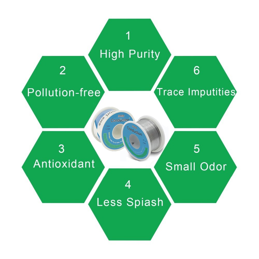 50g/100g RoHs Lead-Free Solder Wire 0.3/0.5/0.8/1/1.2mm Rosin Core for Electric Soldering Tin BGA Soldering Sn99.3Cu0.7