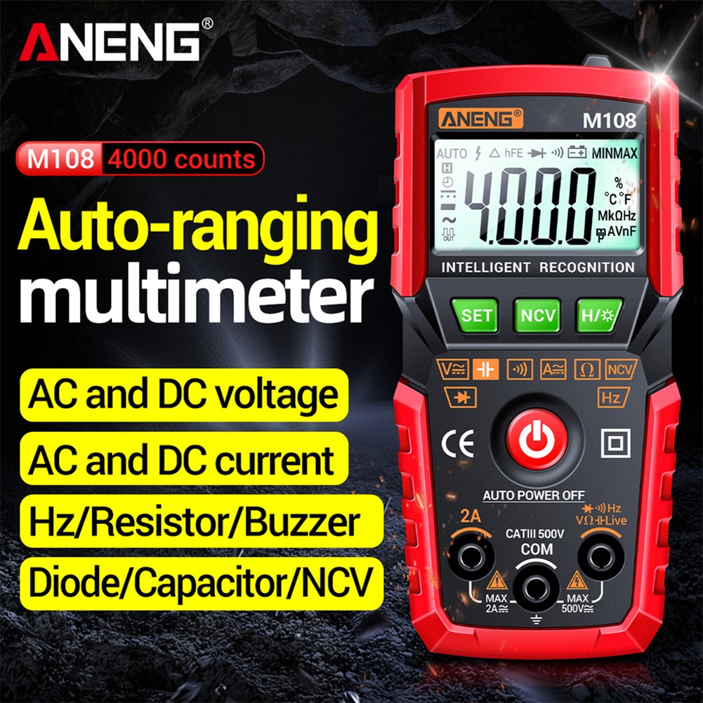 ANENG M107/M108 High Accuracy 4000 Counts Smart Digital Multimeter LCD Resistance NCV Portable DC AC Voltage Current Tester