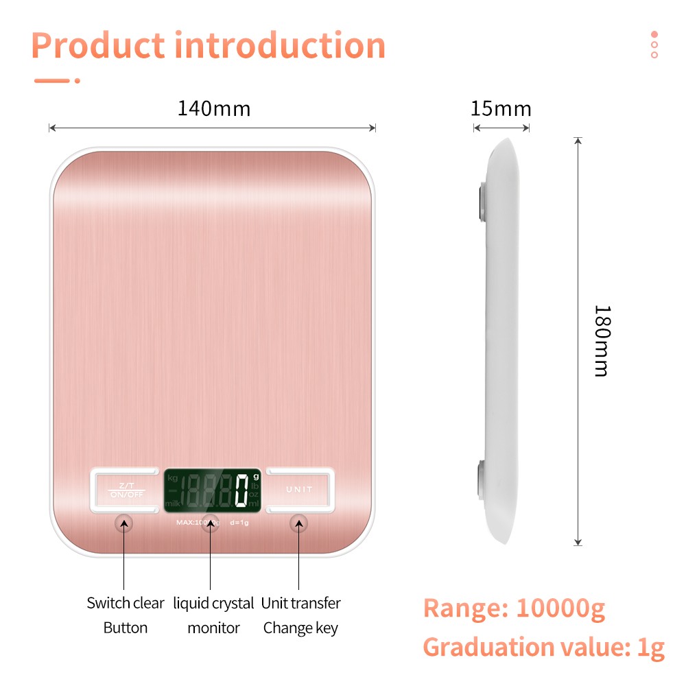 10/3Kg موازين المطبخ الفولاذ المقاوم للصدأ وزنها للأغذية حمية التوازن البريدي قياس LCD الدقة ميزان إلكتروني 40% Off