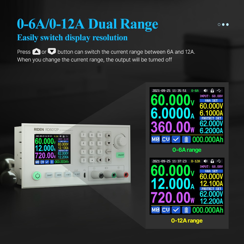 RD RD6012P RD6012PW USB WIFI 5 Digits DC to DC Voltage Step Down Power Supply Adjustable Potential Converter Voltmeter 60V 12A