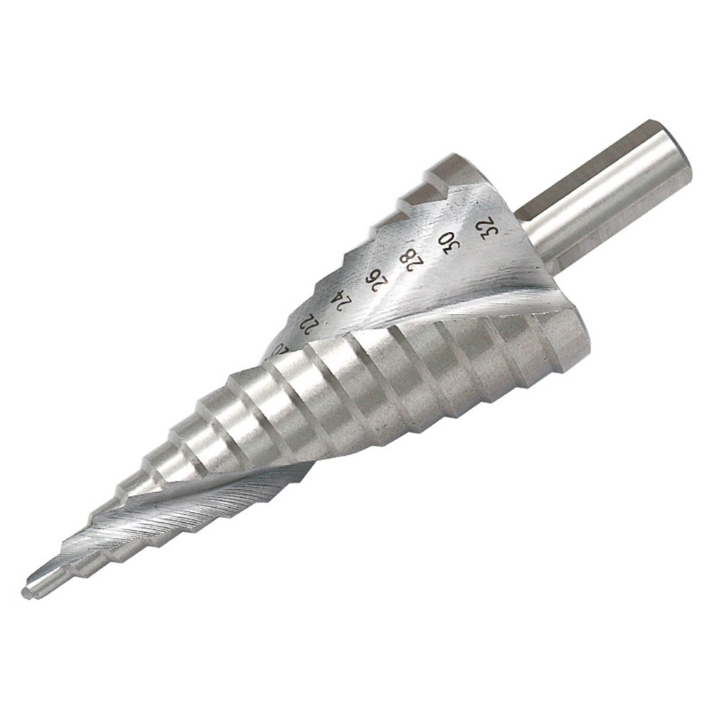 4-32mm HSS Step Cone Drill Bit Groove Spiral Hole Wood Cutting Machine Metal Drill Triangle Handle Step Drill Bit Power Tool