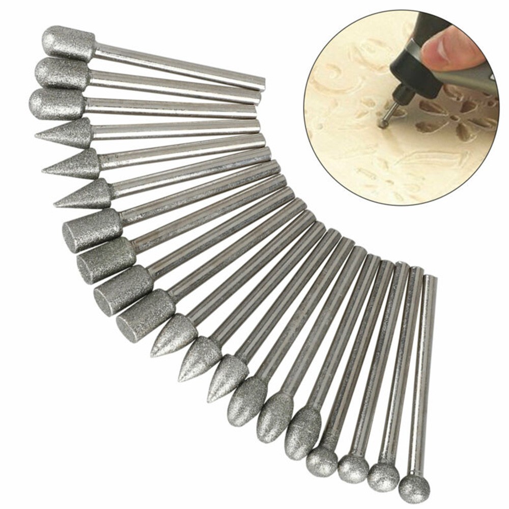 20pcs 120 grit plated diamond burr set rotary drill bit set grinding tool grinding diamond burr drill bits high quality