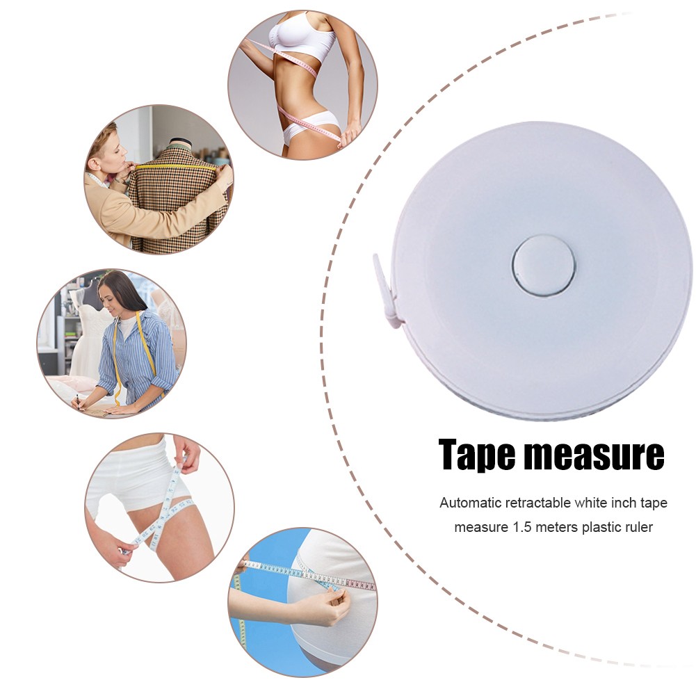 Soft Sewing Tailor Tape Measure Retractable Body Height Measuring Device White For Waist Circumference Sewing Tailor Roll Tape