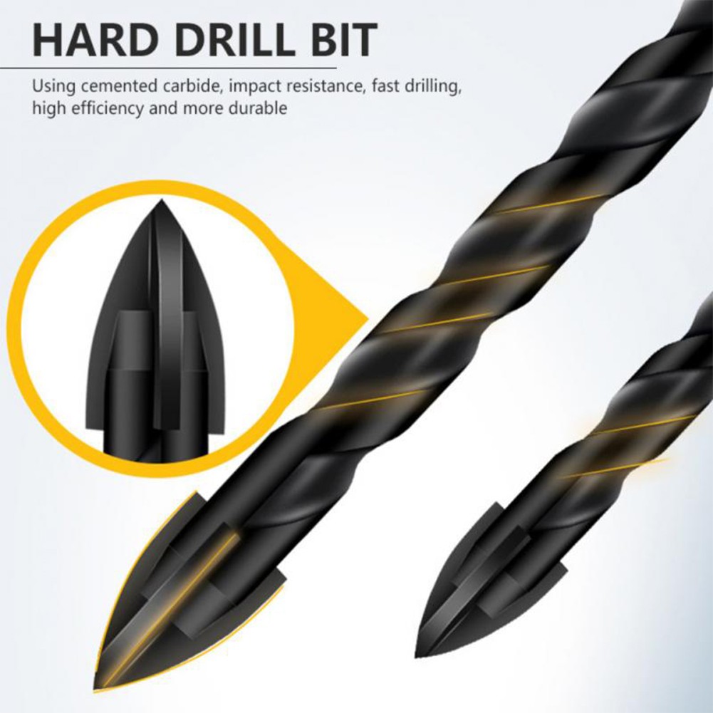 3-12mm Drill Bits Set Ceramic Cup Concrete Hole Brick Opener Carbide Hexagonal Cross Four Blades Twist Drill Bits Woodworking