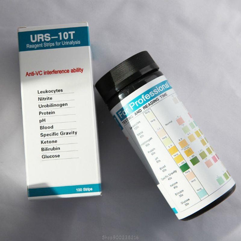 E06A 100 Strips URS-10T Urinalysis Reagent Strips 10 Urine Parameters Test Strip Leukocytes Nitrite Polybilinogen Protein pH