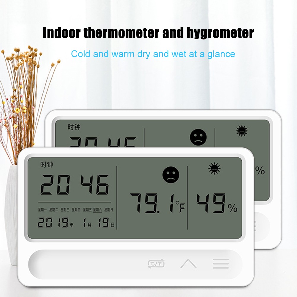 LCD electronic desk clock temperature hygrometer alarm clock hygrometer thermometer high precision digital hygrothergraph