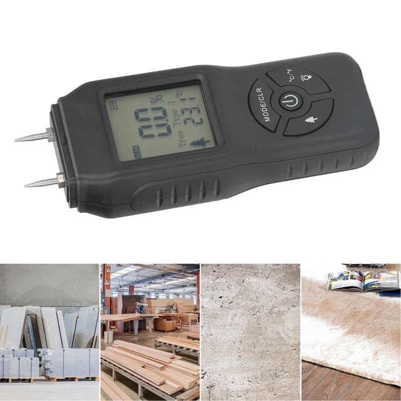 Professional Two Pins Digital Wood Moisture Meter 2-70% Leaf Timber Humidity LCD Display Timber Moisture Detector ATC Function