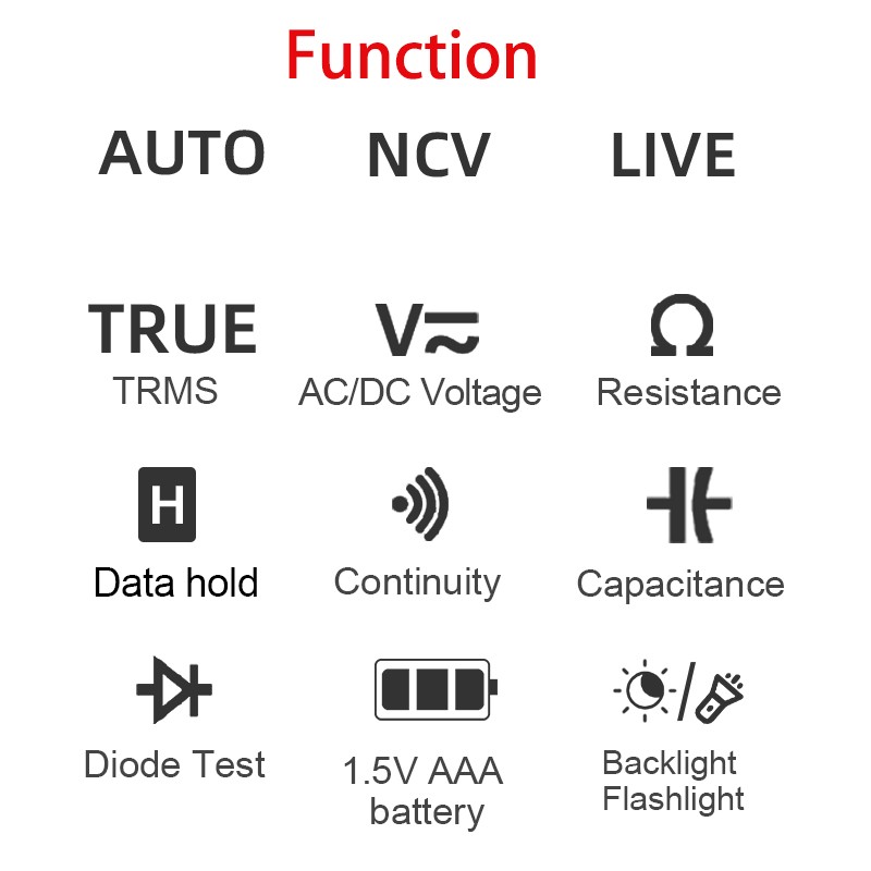 HT125B Smart Multimeter Digital Professional Capacitor Auto Test Range 600V AC DC Voltage Ohm Hz Diode Live Continuity Meter