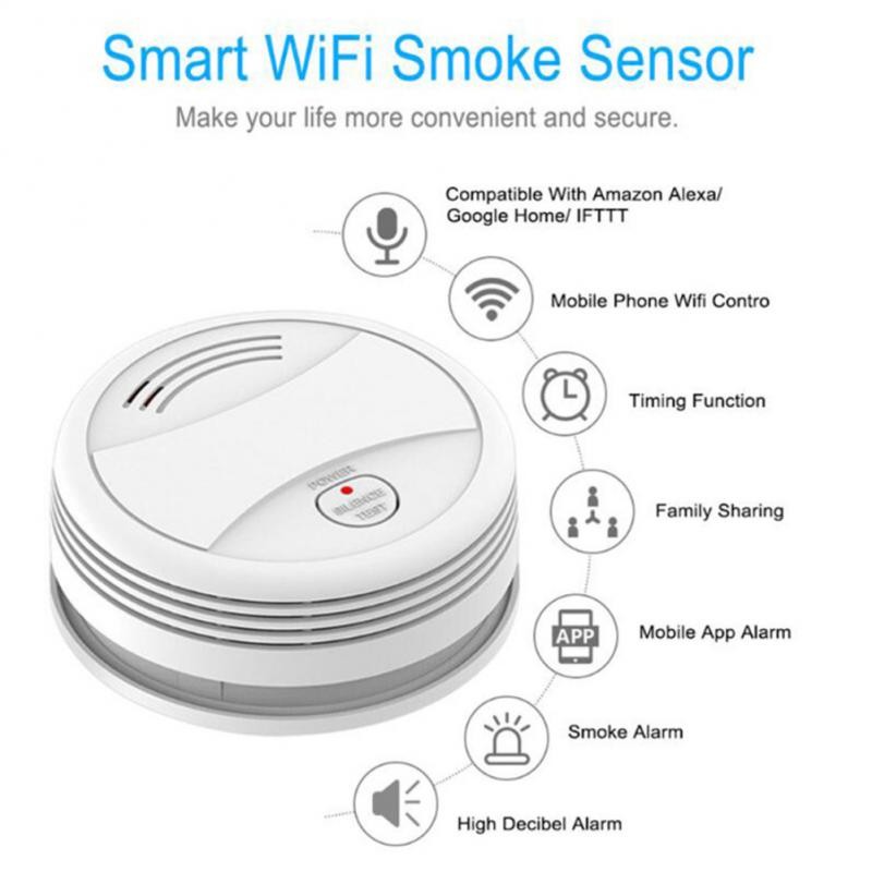 Tuya wifi smoke alarm remote smart home app notification smoke detector home security