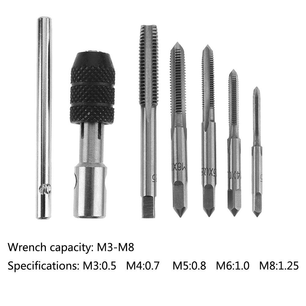 6pcs T-type Wrench Drill Kit Tools Tapping Hand Machine Screw Thread Tap Twist Bit M3/M4/M5/M6/M8 Tap Set DIY Tool High Quality