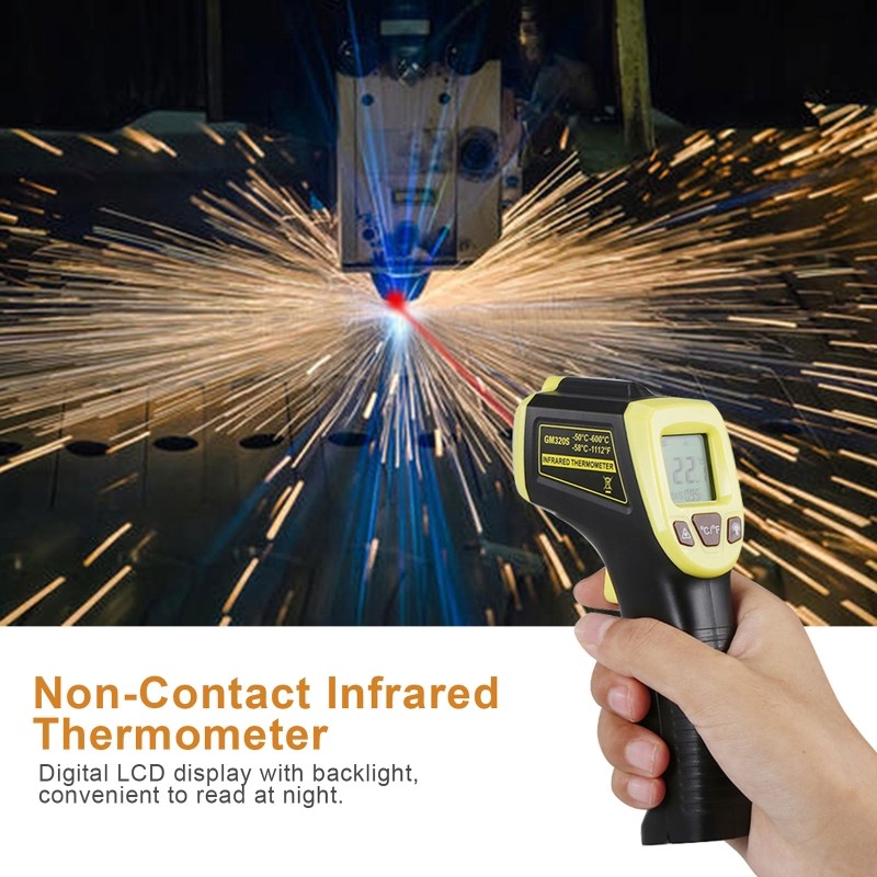 GM320S Non Contact Industrial Infrared Thermometer High Infrared Heat Gun -50~600℃/-58~1112℃ LCD Laser Pointer