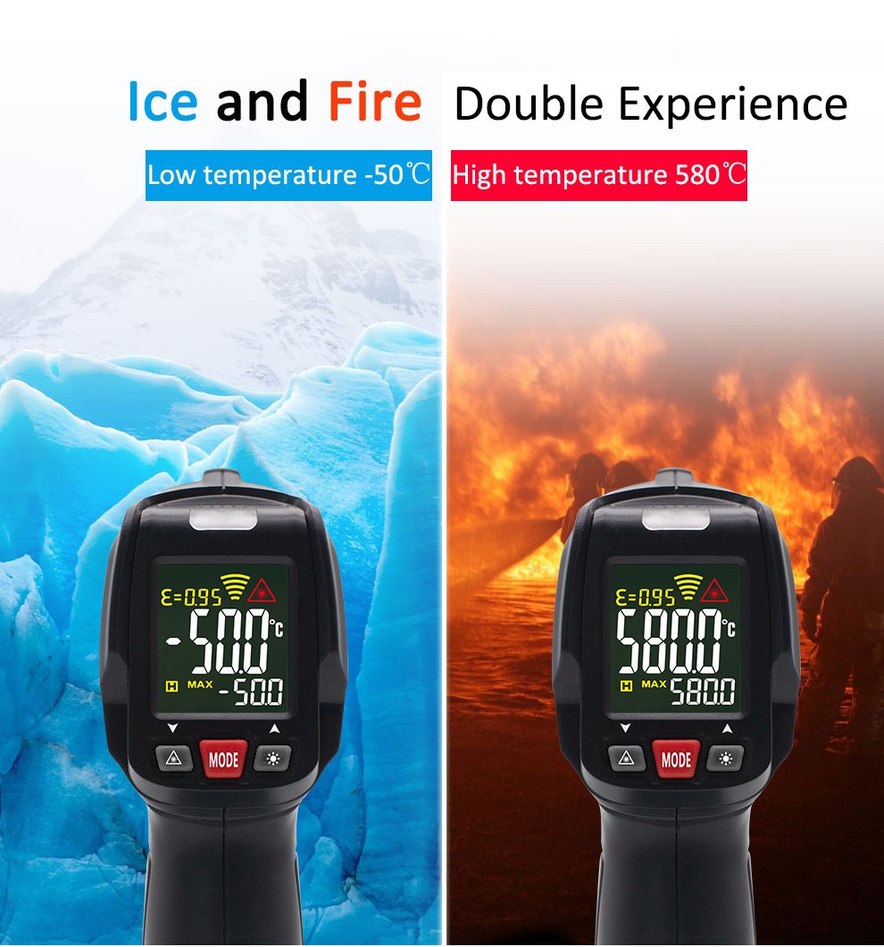 BSIDE Infrared Thermometer Professional Digital IR-LCD Color Thermometer -50~580 Non-Contact Laser Thermometer Thermometer