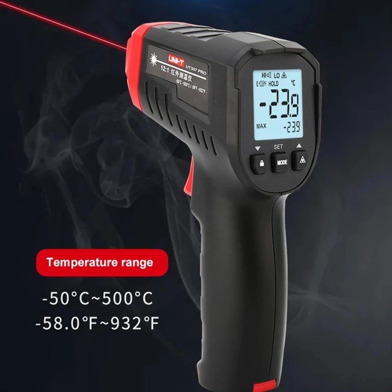 UNI-T Digital Thermometer UT306S UT306C Non-contact Industrial Infrared Laser Thermometer Heat Gun Tester-50-500