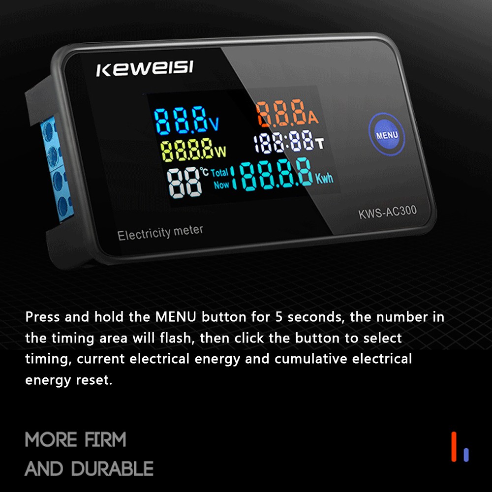 AC50-300V Digital Voltmeter Ammeter Current Voltage Hygrometer Metering Device 10A/100A