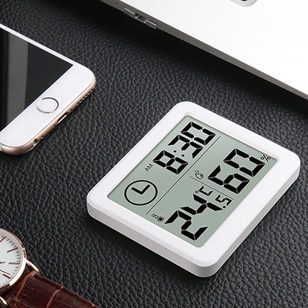 Digital Thermometer Hygrometer Clock Large LCD Screen Automatic Electronic Temperature Humidity Monitor Dry Humidity For Home