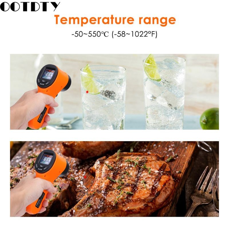 LCD Infrared Thermometer Non Contact Laser Point Industrial Thermometer Heat Gun 50~550℃ -58~1022℃ HW550