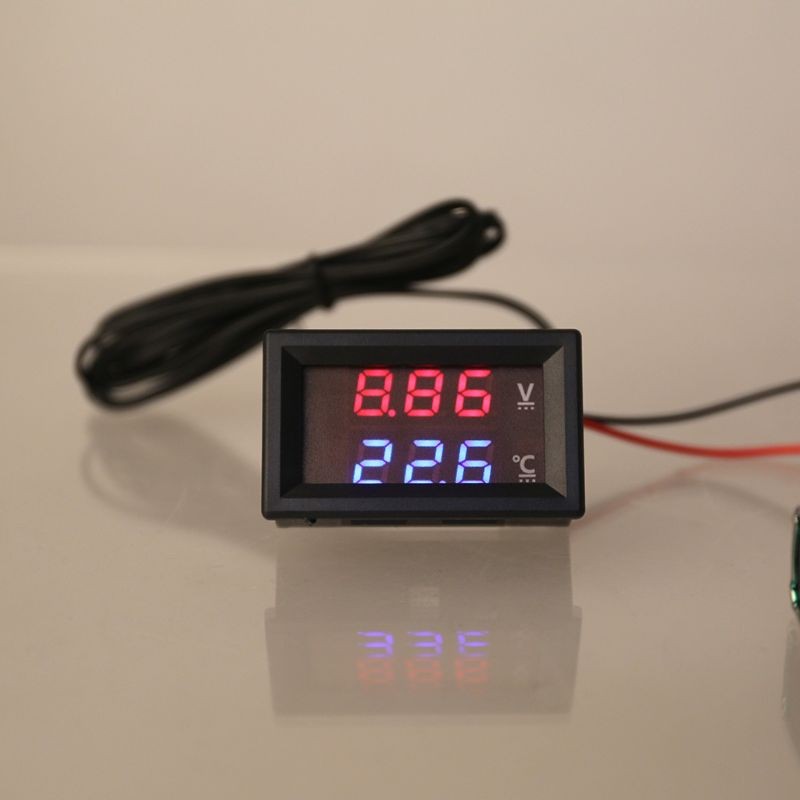 2in1 Car Voltage & Temperature Meter Dual Dispaly Voltmeter + Thermometer for 5v 12v 24v 48v 60v 72v Dropshipping