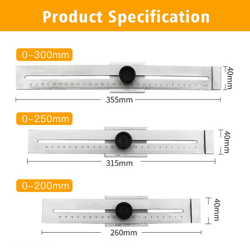 Stainless Steel Parallel Ruler Marker Accurate Scale Marking Scale Sliding Line Ruler Durable Straight Ruler for Woodworking