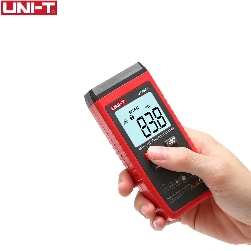 UNI-T UT306A صغيرة LCD الأشعة تحت الحمراء ميزان الحرارة-35 ~ 300C -31 ~ 572F الليزر الأحمر مقياس الحرارة C/F pyrmeter الأصلي