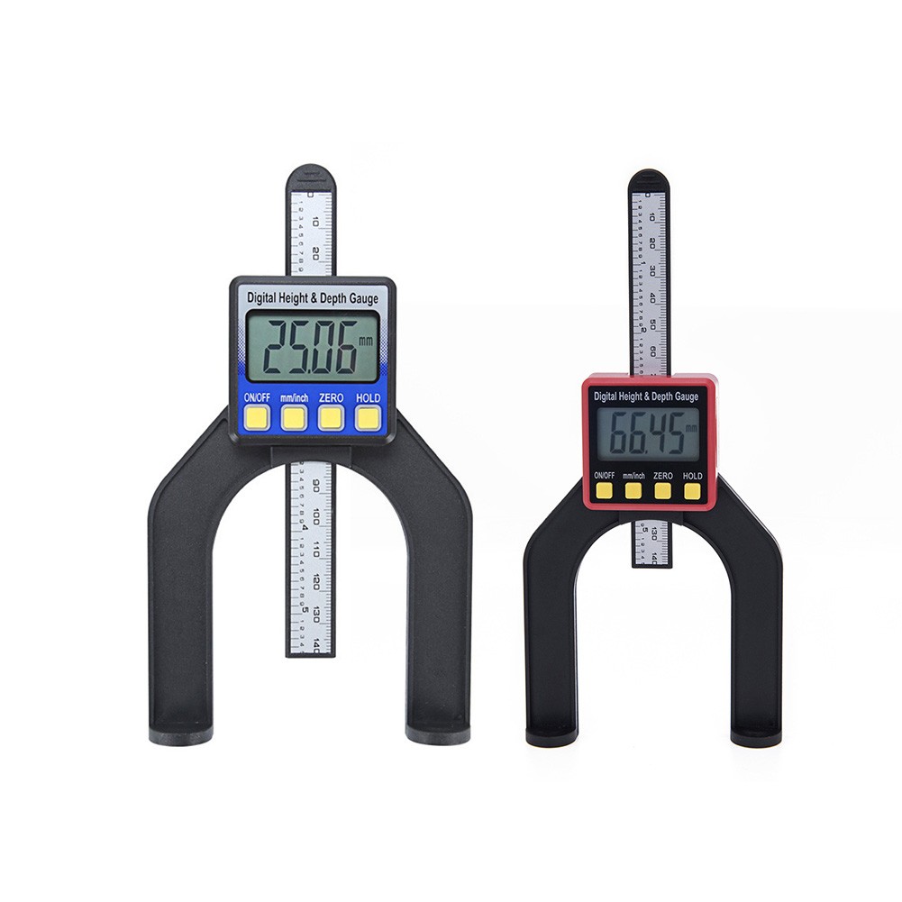 Digital LCD Depth Gauge Height Gauge 0-80mm 0.01mm Caliper with Magnetic Feet for Tables Router Woodworking Measuring Tools