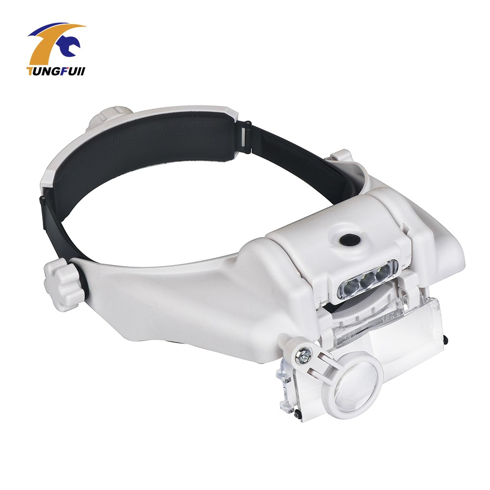 Tingfull Magnifying Glass With Led Lights Illuminated Magnifier Light Wearing Style 1.5x2x2.5x3x3.5x8 Magnifying Headset