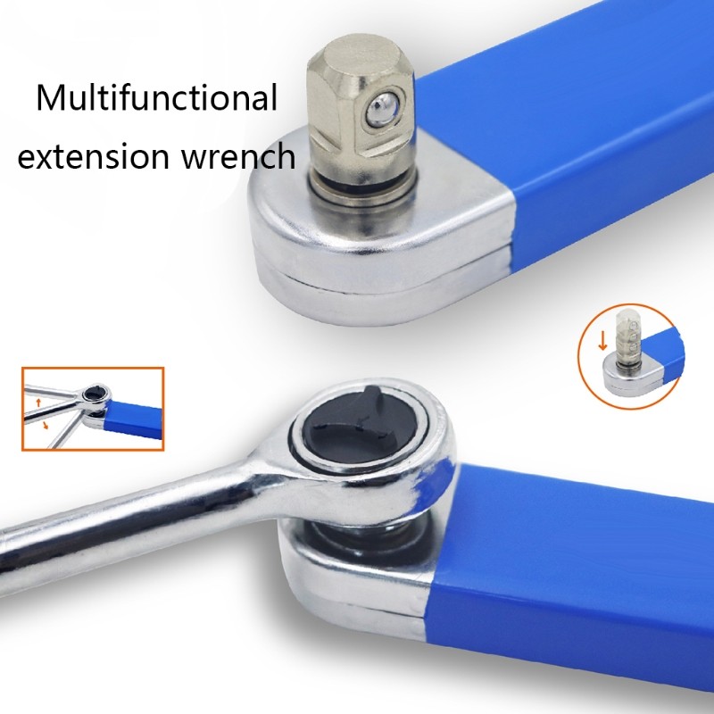 Ratchet Extension Wrench, Multifunctional High Carbon Steel Extender Adapter 1/4" 3/8" 1/2" Hand Torque Gear Socket Nut Tool Kit