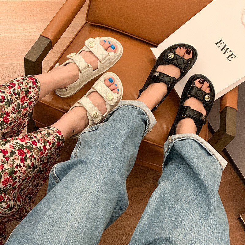 Women's Faux Leather Skirt Female Sandals 2020 Summer Fashion Sports Joker Flats For Women Ins Rome Platform Sandals Women