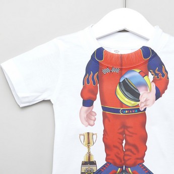 Just Add A Kids Racecar Driver Print T-shirt with Short Sleeves