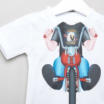 Just Add A Kid Biker Print T-shirt with Short Sleeves