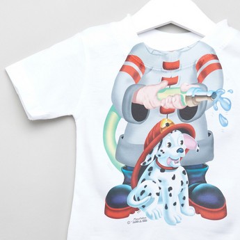 Just Add A Kid Fireman Print T-shirt with Short Sleeves