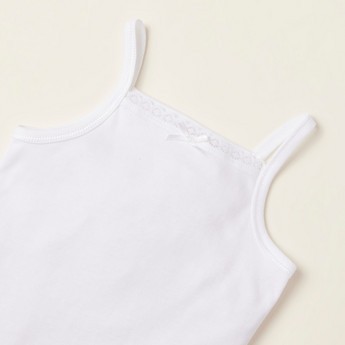 Juniors Lace Detail Bodysuit with Snap Button Closure